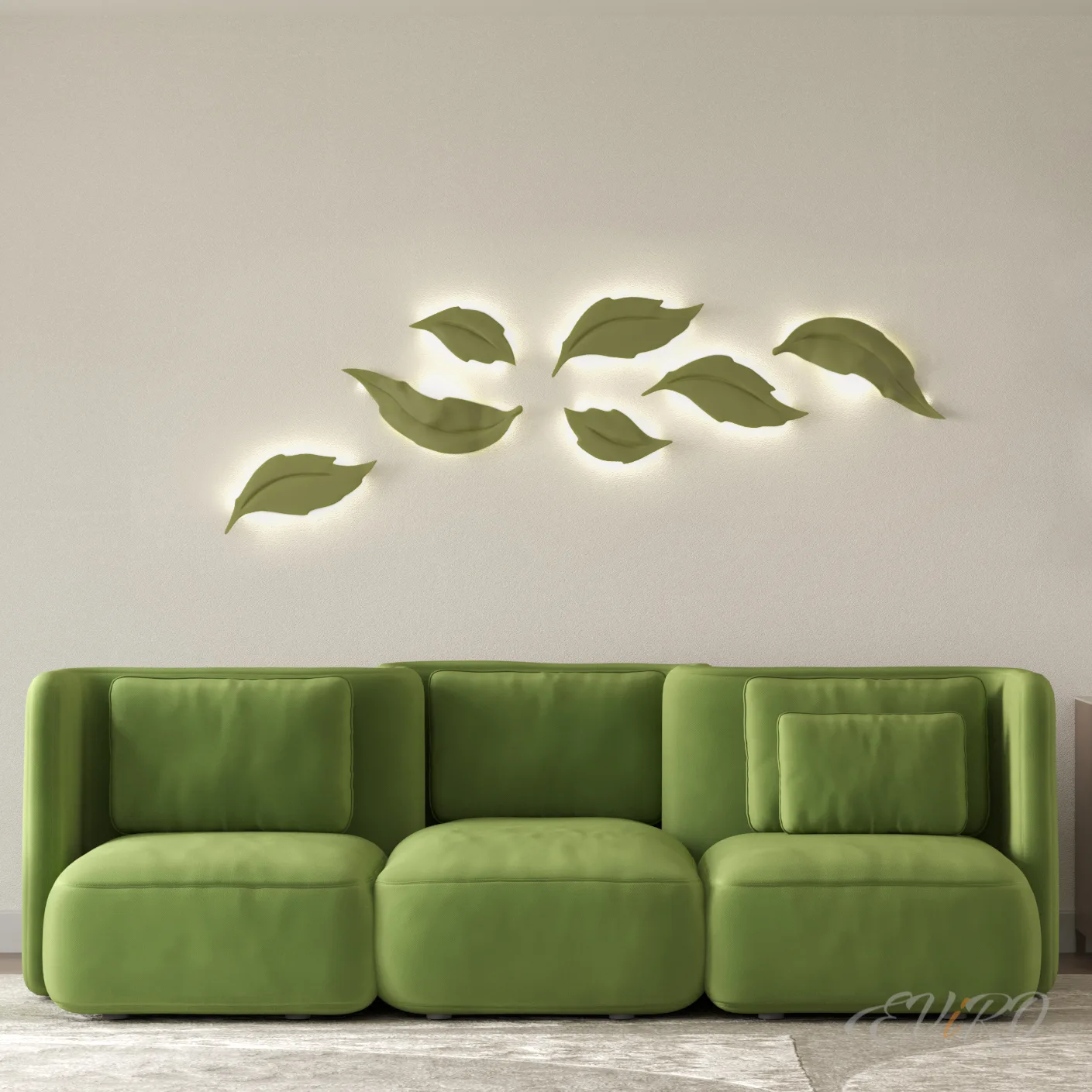 Световая гипсовая 3D панель EViRO Световые листья