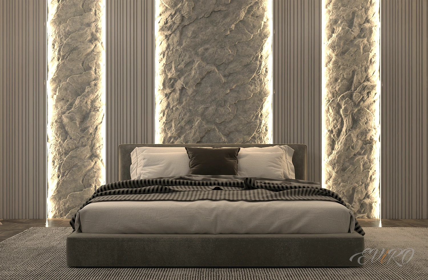 Вариант 1. Оформление спальни в зоне изголовья